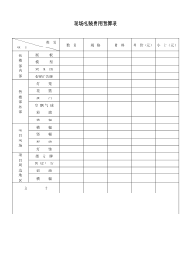 现场包装费用预算表