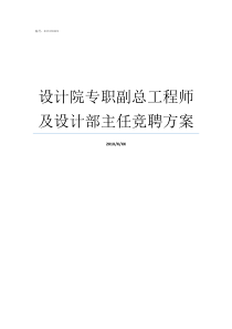 设计院专职副总工程师及设计部主任竞聘方案助理工程师有什么用