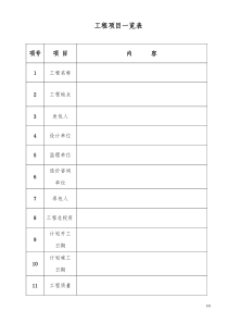 工程项目一览表