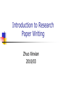 Introduction to Research Paper Writing