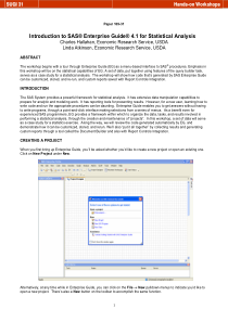 Introduction to SAS EG4.1 for Statistical Analysis