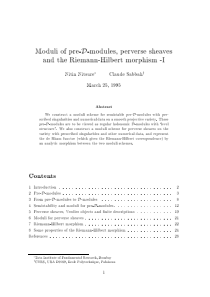 Moduli of pre-D-modules, perverse sheaves and the 