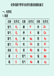 化学式、离子符号、化学方程式强化练习