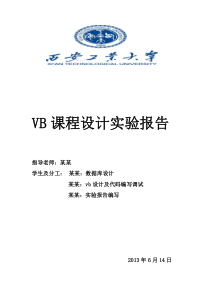 vb课程设计实验报告