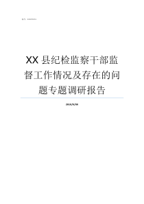 XX县纪检监察干部监督工作情况及存在的问题专题调研报告