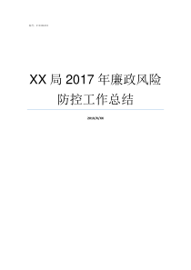 XX局2017年廉政风险防控工作总结