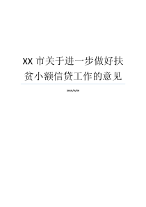 小额信贷建议关干更进一步搞好就业XX