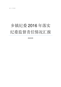 乡镇纪委2016年落实纪委监督责任情况汇报