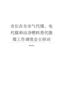 洁净燃料市长主持词调度会就业在全县电代煤气代煤新型燃料代替液化气