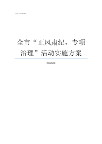 全市正风肃纪专项治理活动实施方案正风肃纪专项整治意见