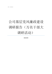 公司基层党风廉政建设调研报告万名干部大调研活动