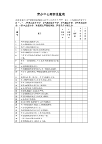 青少年心理弹性量表及计算