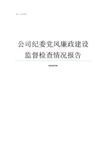 公司纪委党风廉政建设监督检查情况报告如何做好党风廉洁建设