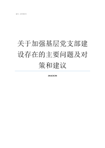 关于加强基层党支部建设存在的主要问题及对策和建议