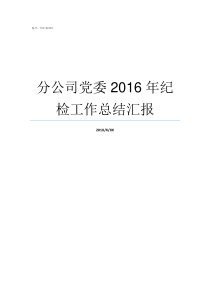 分公司党委2016年纪检工作总结汇报2016年党委工作报告