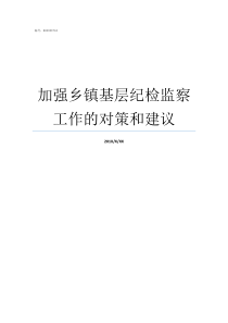 加强乡镇基层纪检监察工作的对策和建议