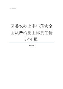 区委农办上半年落实全面从严治党主体责任情况汇报区委农办是单位