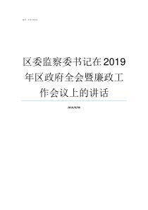 区委监察委书记在2019年区政府全会暨廉政工作会议上的讲话监察委主任