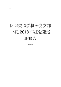 区纪委监委机关党支部书记2018年抓党建述职报告纪检委和纪检委