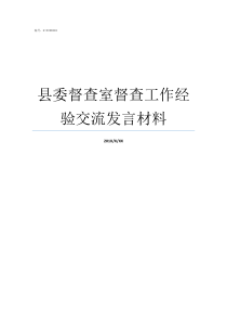 县委督查室督查工作经验交流发言材料