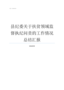 县纪委关于扶贫领域监督执纪问责的工作情况总结汇报B7监区扶贫创业基金