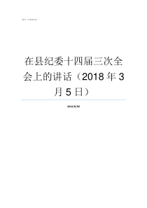 在县纪委十四届三次全会上的讲话2018年3月5日县监察委