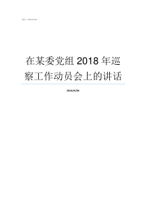 在某委党组2018年巡察工作动员会上的讲话