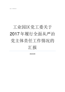 工业园区党工委关于2017年履行全面从严治党主体责任工作情况的汇报