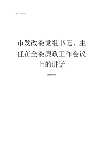 市发改委党组书记主任在全委廉政工作会议上的讲话党组书记和党委书记