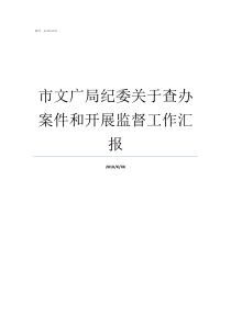 市文广局纪委关于查办案件和开展监督工作汇报