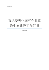 市纪委强化国有企业政治生态建设工作汇报国有企业派驻纪检