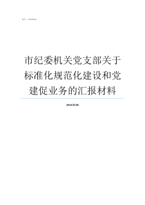 市纪委机关党支部关于标准化规范化建设和党建促业务的汇报材料市纪检委