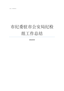 市纪委驻市公安局纪检组工作总结驻公安局纪检监察组机构设置