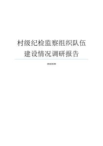 村级纪检监察组织队伍建设情况调研报告如何加强纪检监察队伍建设