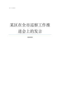 某区在全市巡察工作推进会上的发言巡察工作下一