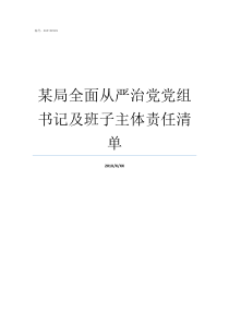 某局全面从严治党党组书记及班子主体责任清单