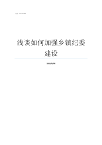 浅谈如何加强乡镇纪委建设乡镇纪检专职副书记