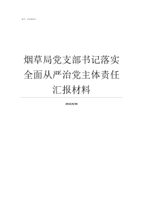 烟草局党支部书记落实全面从严治党主体责任汇报材料党支部书记一般由