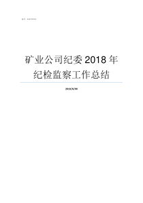 矿业公司纪委2018年纪检监察工作总结2018年七常务任职