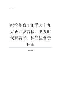 纪检监察干部学习十九大研讨发言稿把握时代新要求种好监督责任田