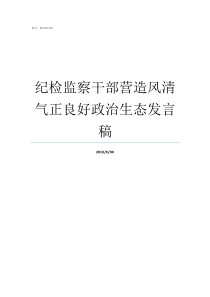 纪检监察干部营造风清气正良好政治生态发言稿