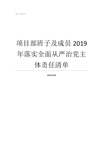 项目部班子及成员2019年落实全面从严治党主体责任清单