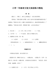 小学一年级语文短文阅读练习题精选