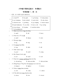 六年级下册英语-试题-期末总复习分类-人教