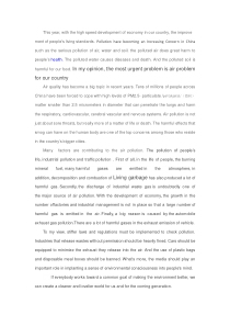 关于环境污染(主要为大气污染)的原因、危害及治理英文作文
