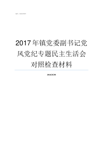 2017年镇党委副书记党风党纪专题民主生活会对照检查材料2017党委会议记录实例