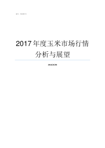 2017年度玉米市场行情分析与展望2019年度