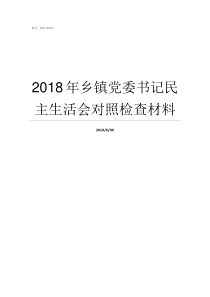 2018年乡镇党委书记民主生活会对照检查材料