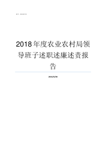 2018年度农业农村局领导班子述职述廉述责报告2018新型农业项目