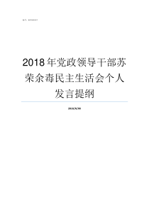 2018年党政领导干部苏荣余毒民主生活会个人发言提纲2018年党政时事